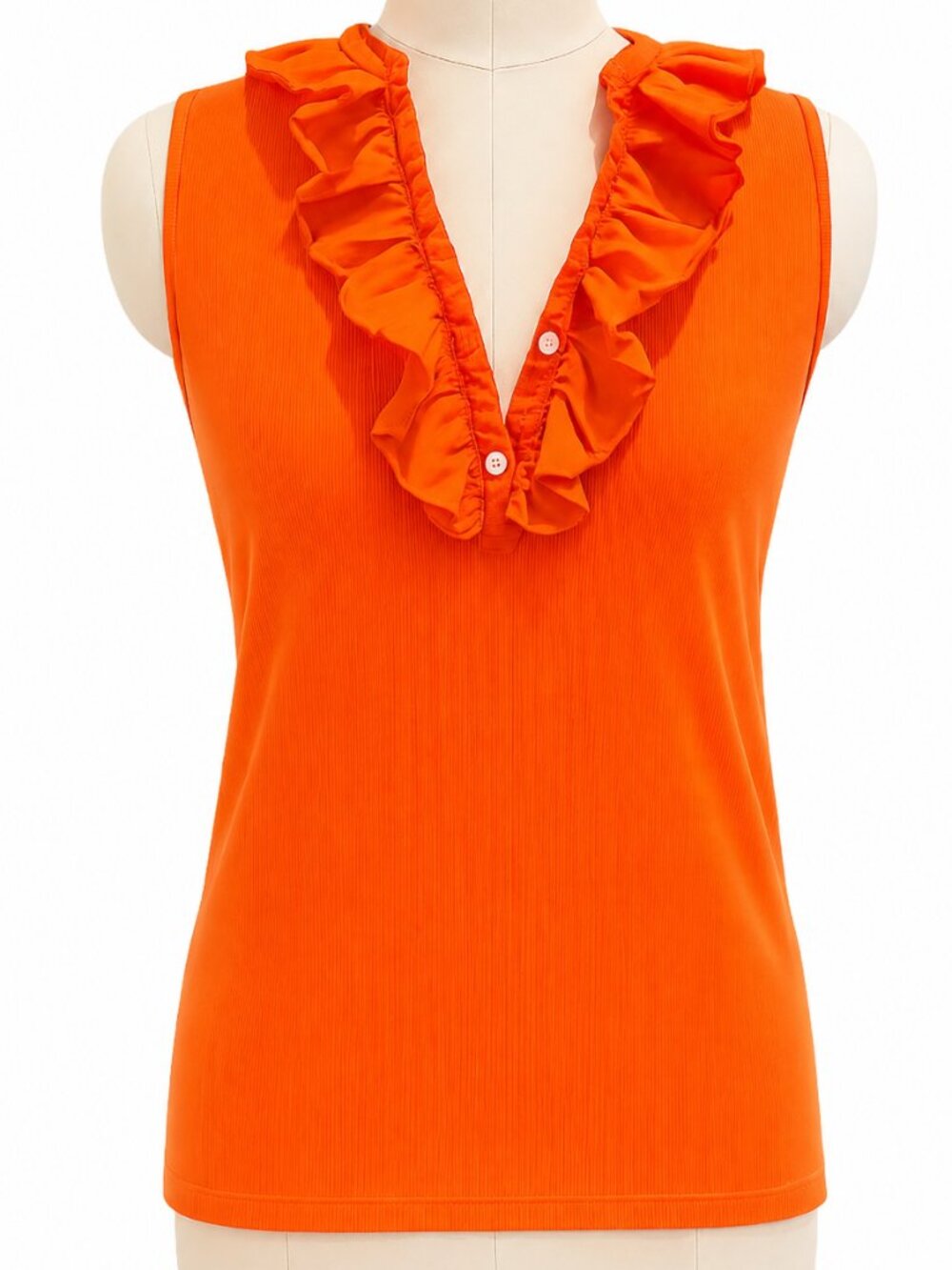 💋 Ralph Lauren | Ruffled V-Neck Citrus Top | Sleeveless |Size Small